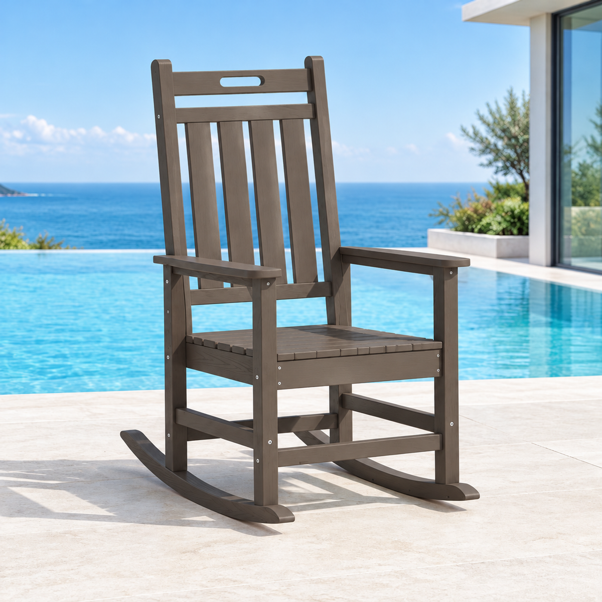 Oversized HDPE Outdoor Rocking Chair with High Back