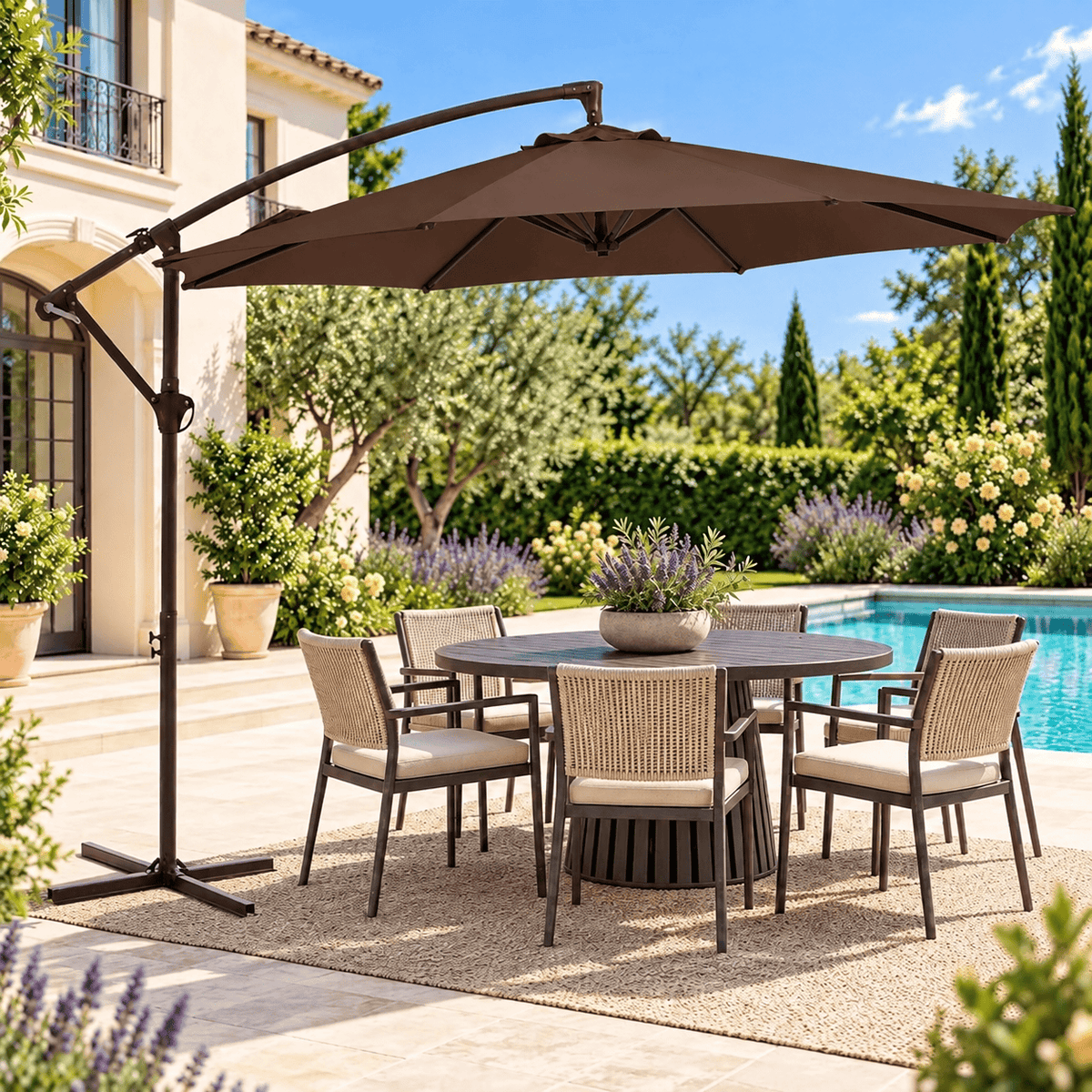 10 FT Cantilever Patio Umbrella with Adjustable Height & Tilt