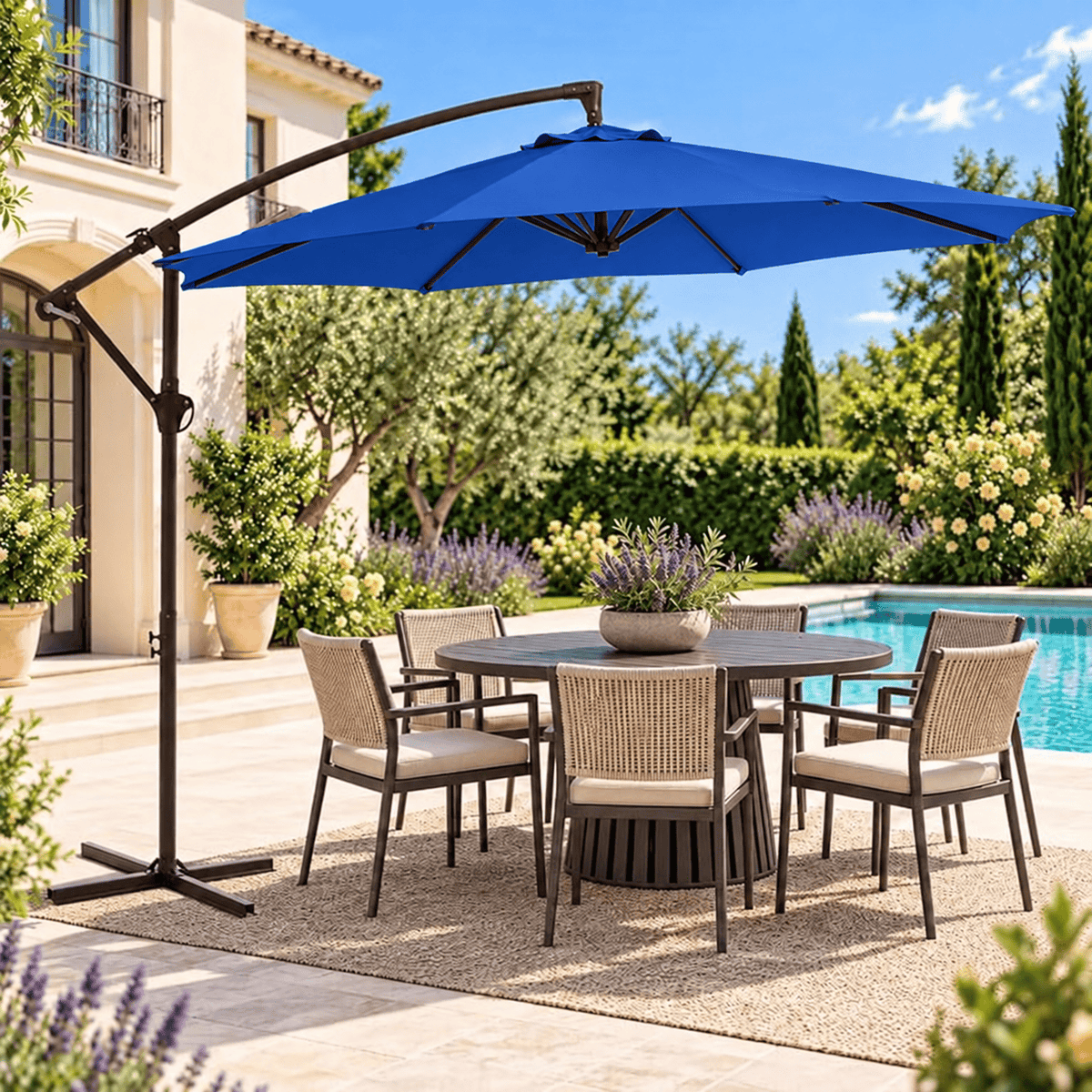 10 FT Cantilever Patio Umbrella with Adjustable Height & Tilt