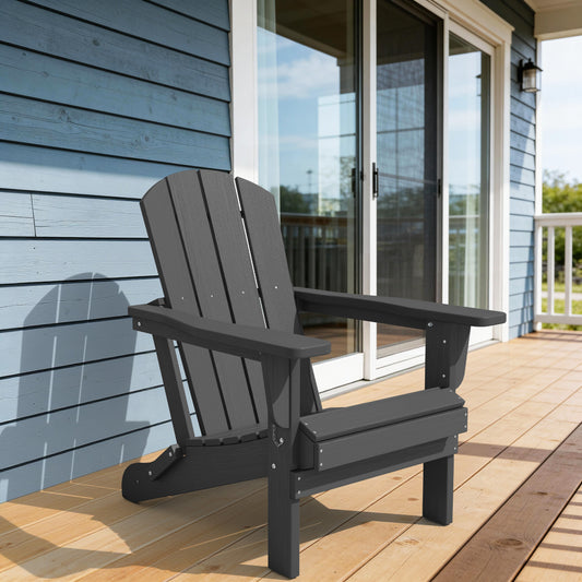 Oversized Folding Adirondack Chairs Set of 2 with Wide Armrests, Black