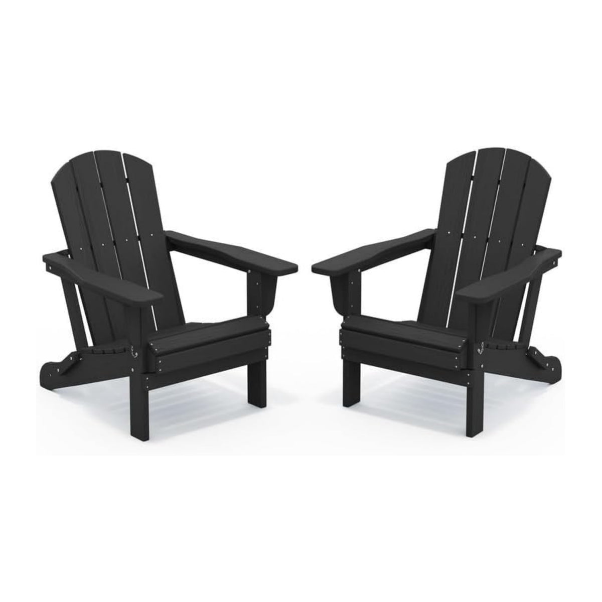 Oversized Folding Adirondack Chairs Set of 2 with Wide Armrests, Black