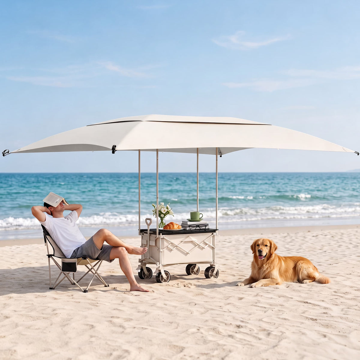 3-in-1 Collapsible Wagon with Canopy & Tabletop