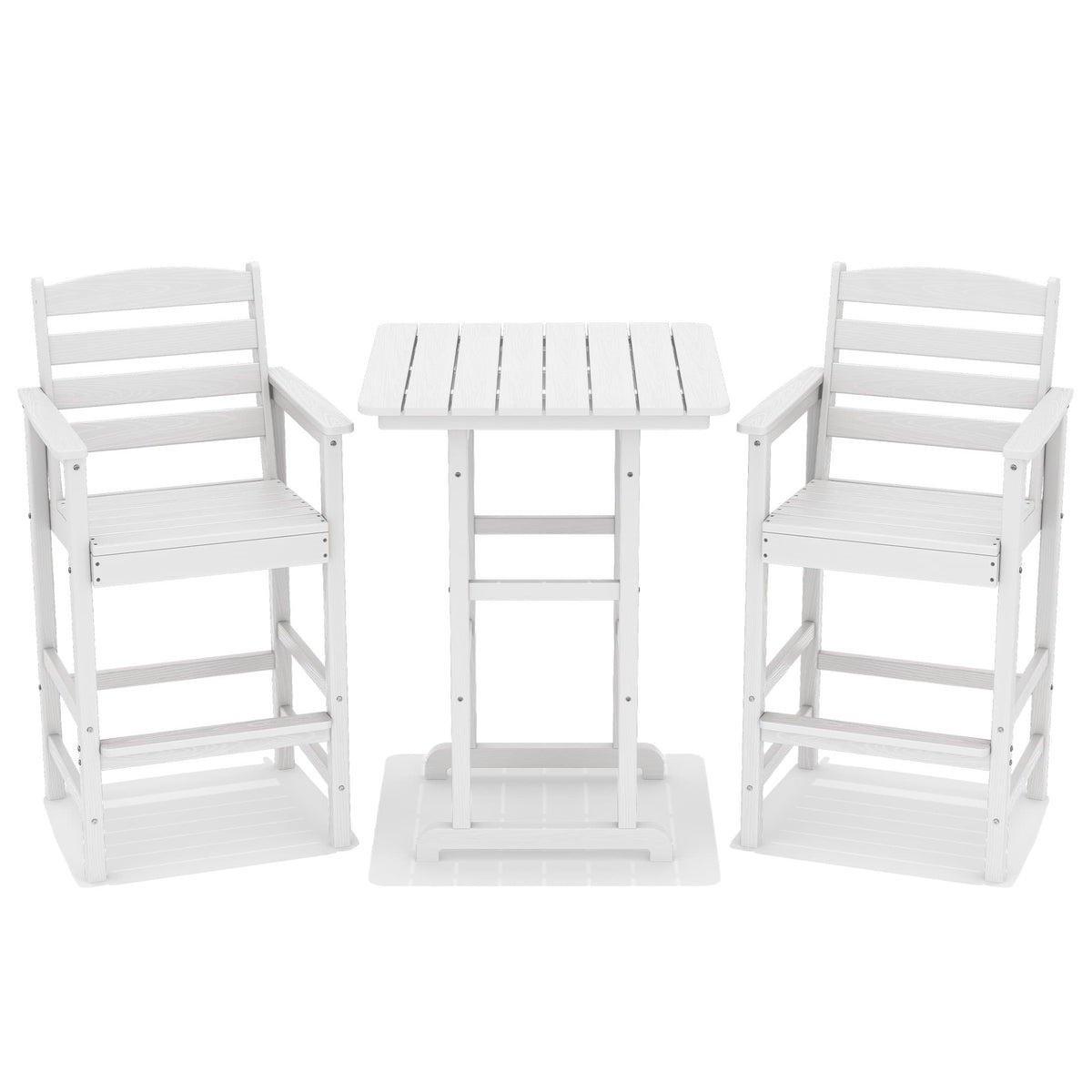 3-Piece Bar Height Patio Set with HDPE Adirondack Chairs & Table
