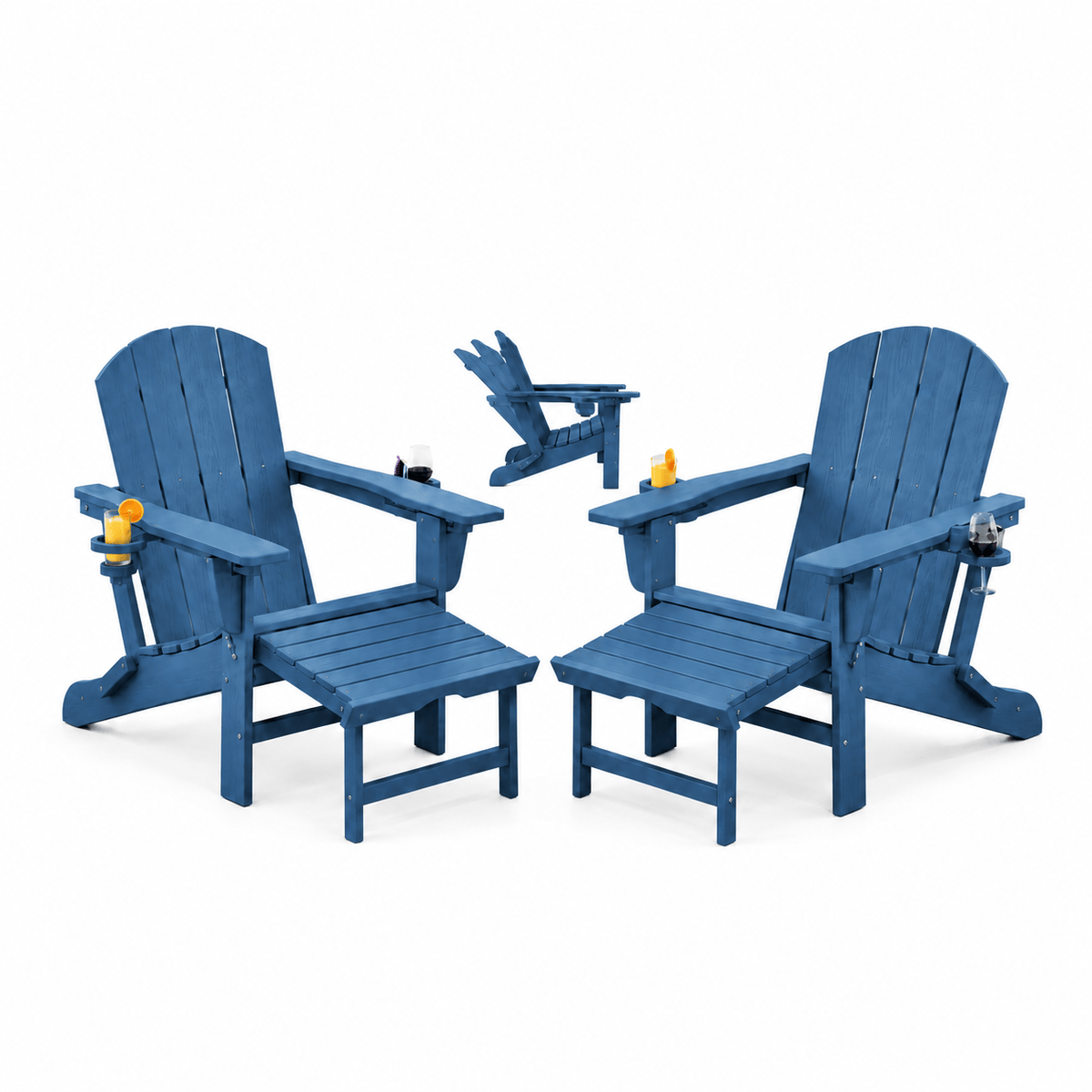 Adjustable Folding Adirondack Chairs Set of 2 with Retractable Footrests
