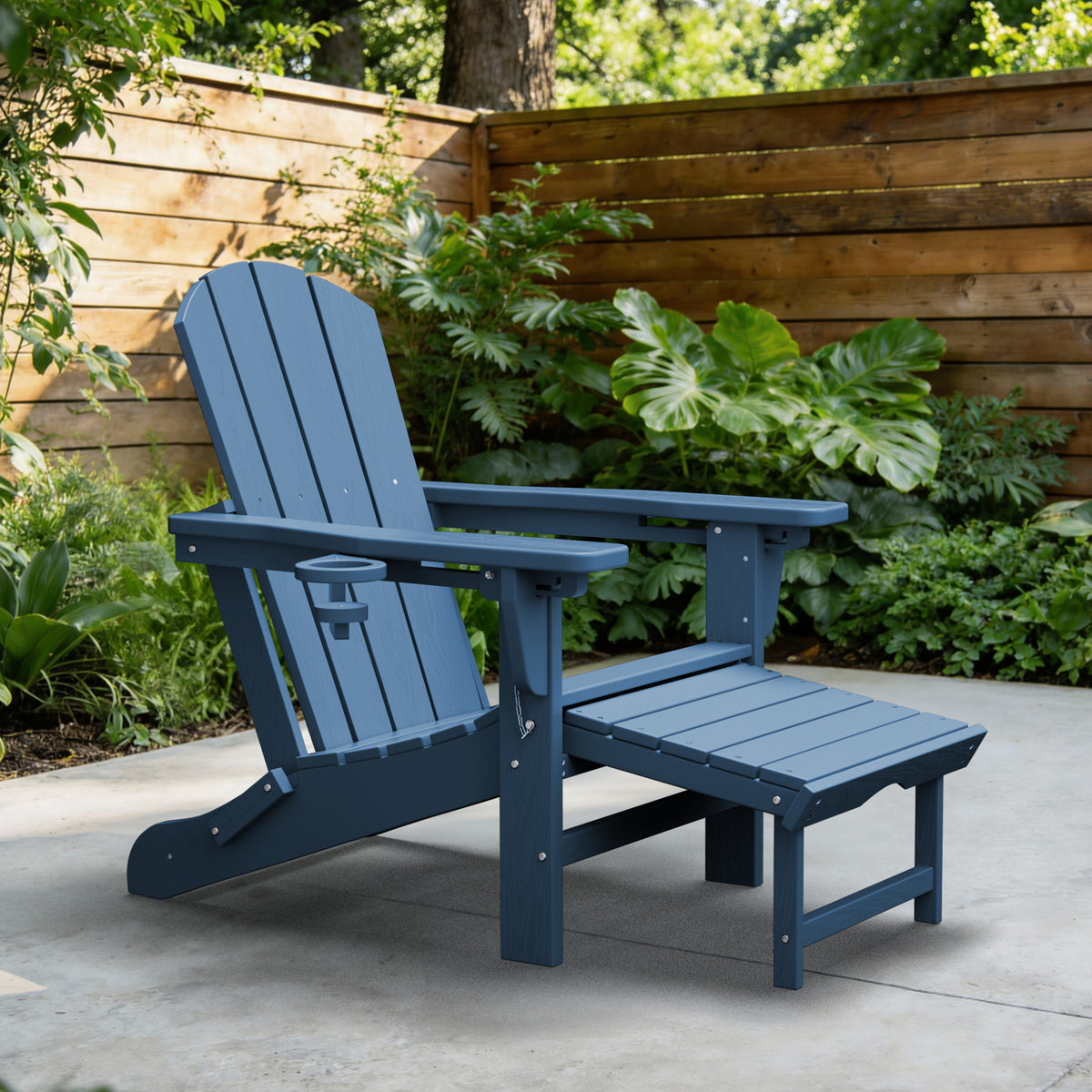 Adjustable Folding Adirondack Chairs Set of 2 with Retractable Footrests