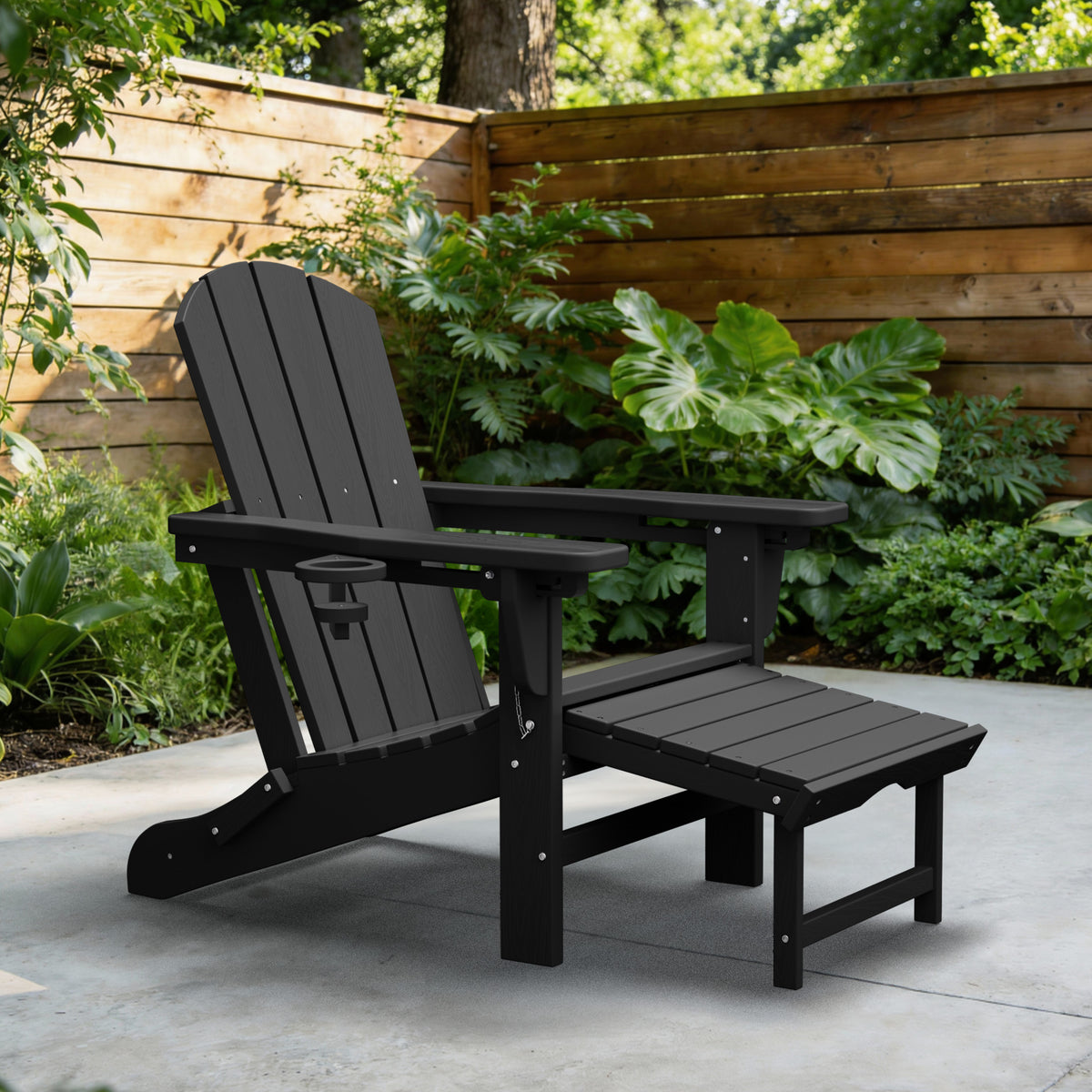 Adjustable Folding Adirondack Chair with Retractable Footrest