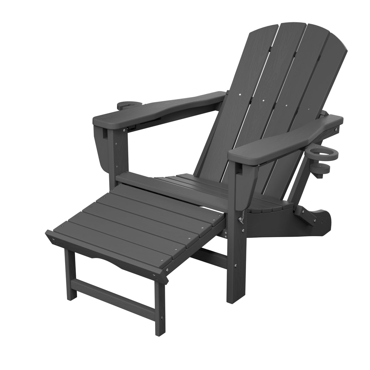 Adjustable Folding Adirondack Chairs Set of 2 with Retractable Footrests