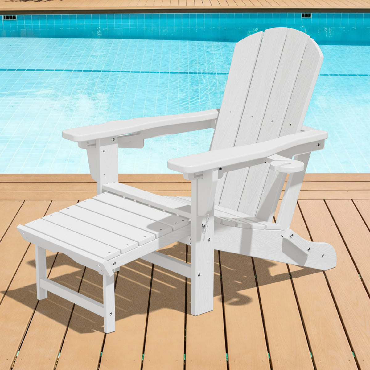 Adjustable Folding Adirondack Chairs Set of 2 with Retractable Footrests