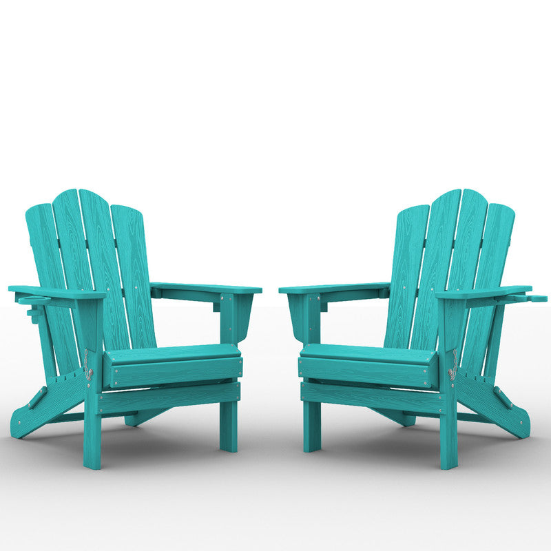 LIKEPAY Folding Adirondack Chair - Peacock Blue - Set of 2