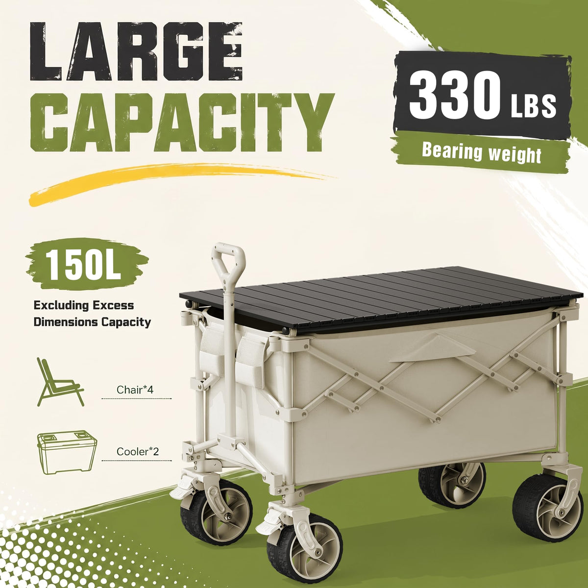 3-in-1 Collapsible Wagon with Canopy & Tabletop