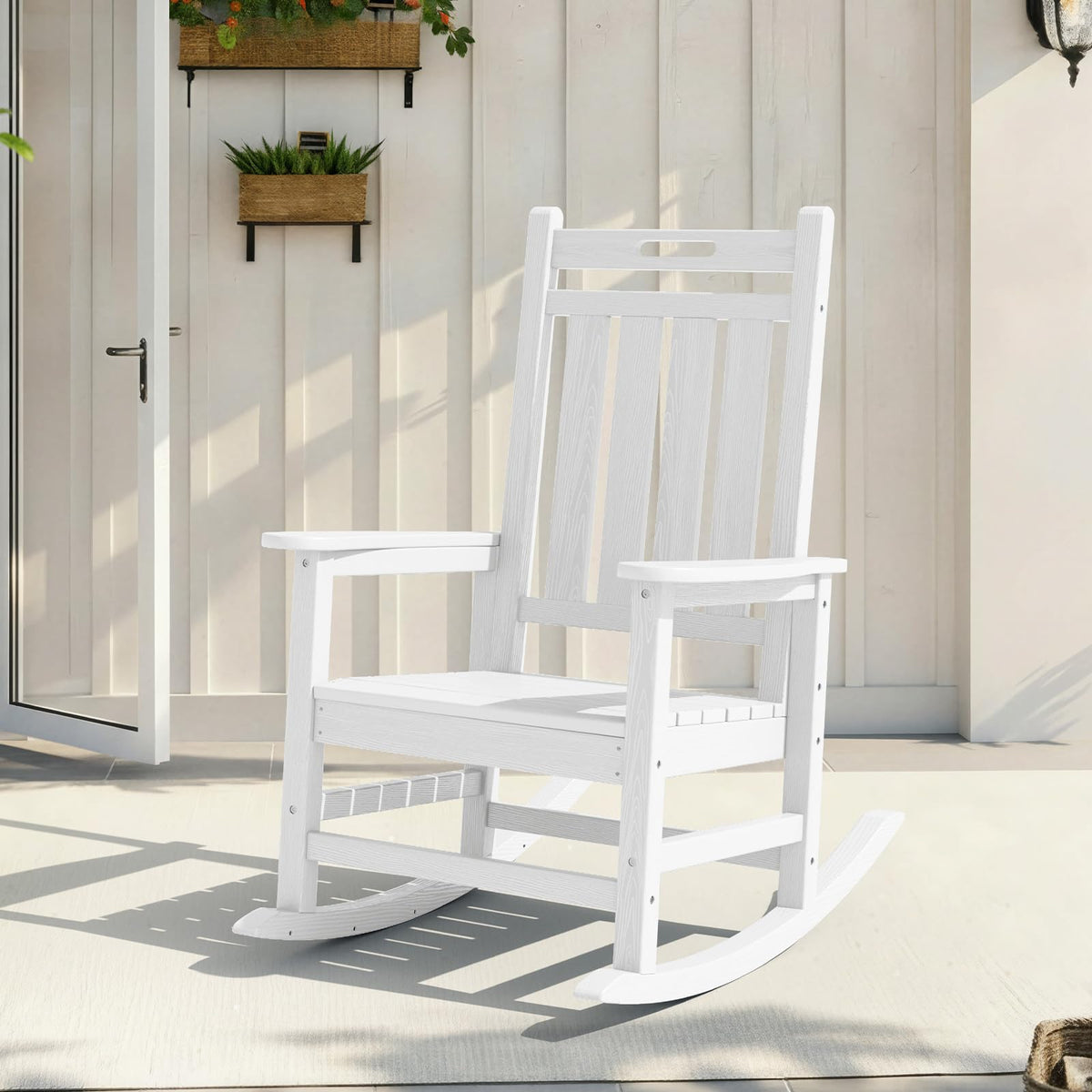Oversized HDPE Outdoor Rocking Chair with High Back