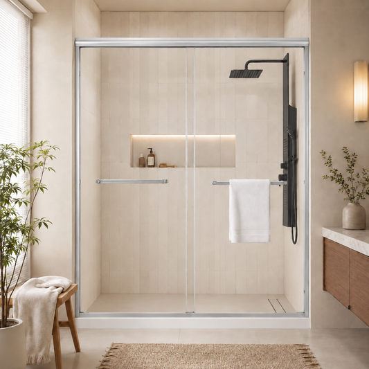 44–48" W × 72" H Double Sliding Shower Door with 1/4" (6mm) Tempered Glass