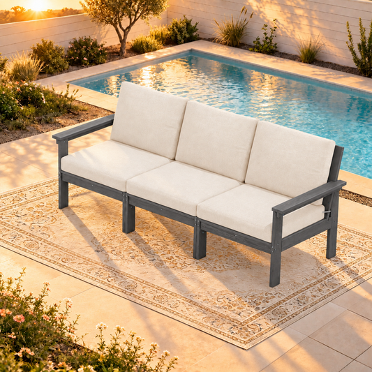 LIKEPAY 3-Seater Sofa - Gray/Khaki