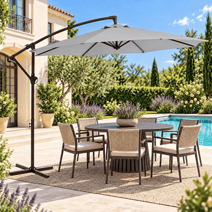 10 FT Cantilever Patio Umbrella with Adjustable Height & Tilt
