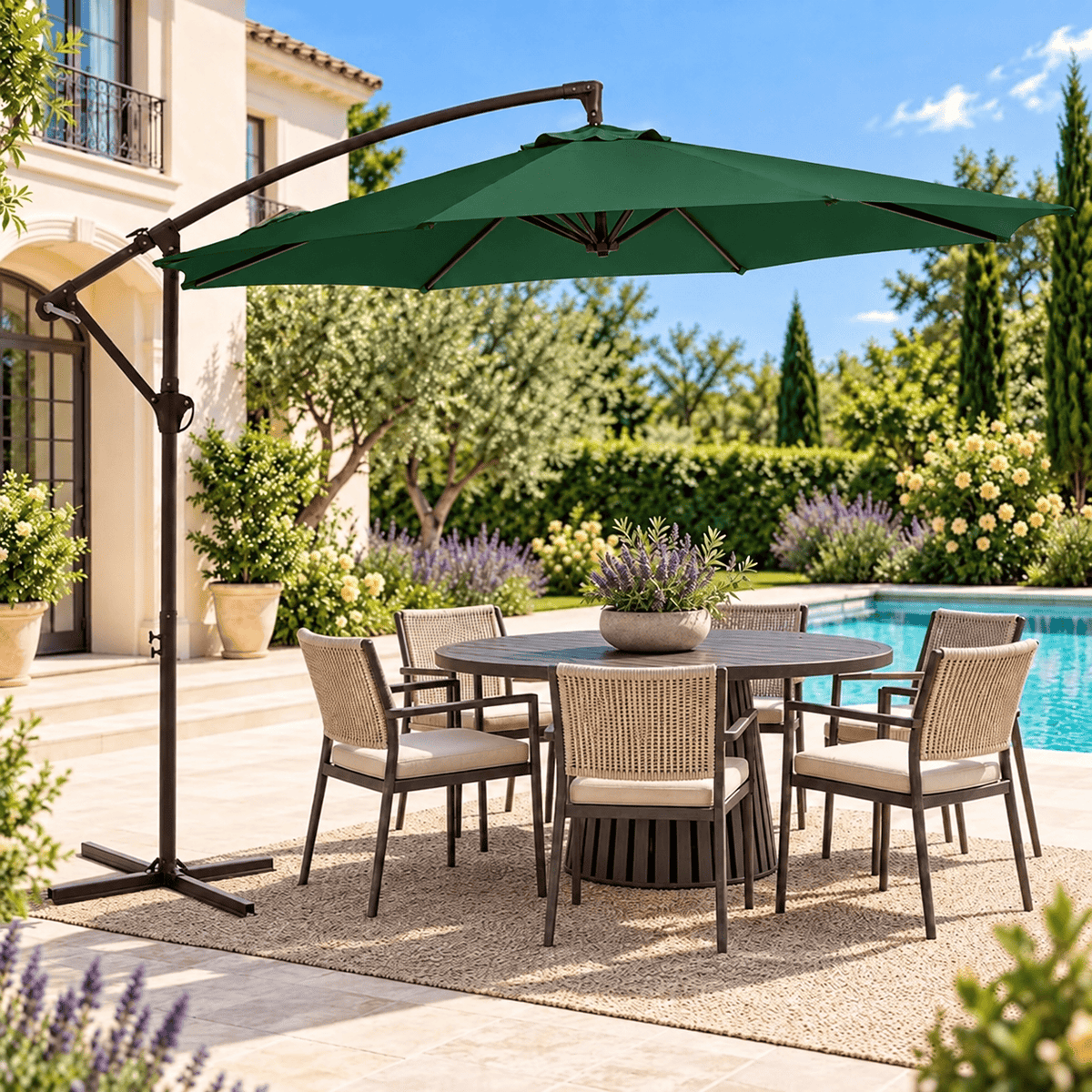 10 FT Cantilever Patio Umbrella with Adjustable Height & Tilt