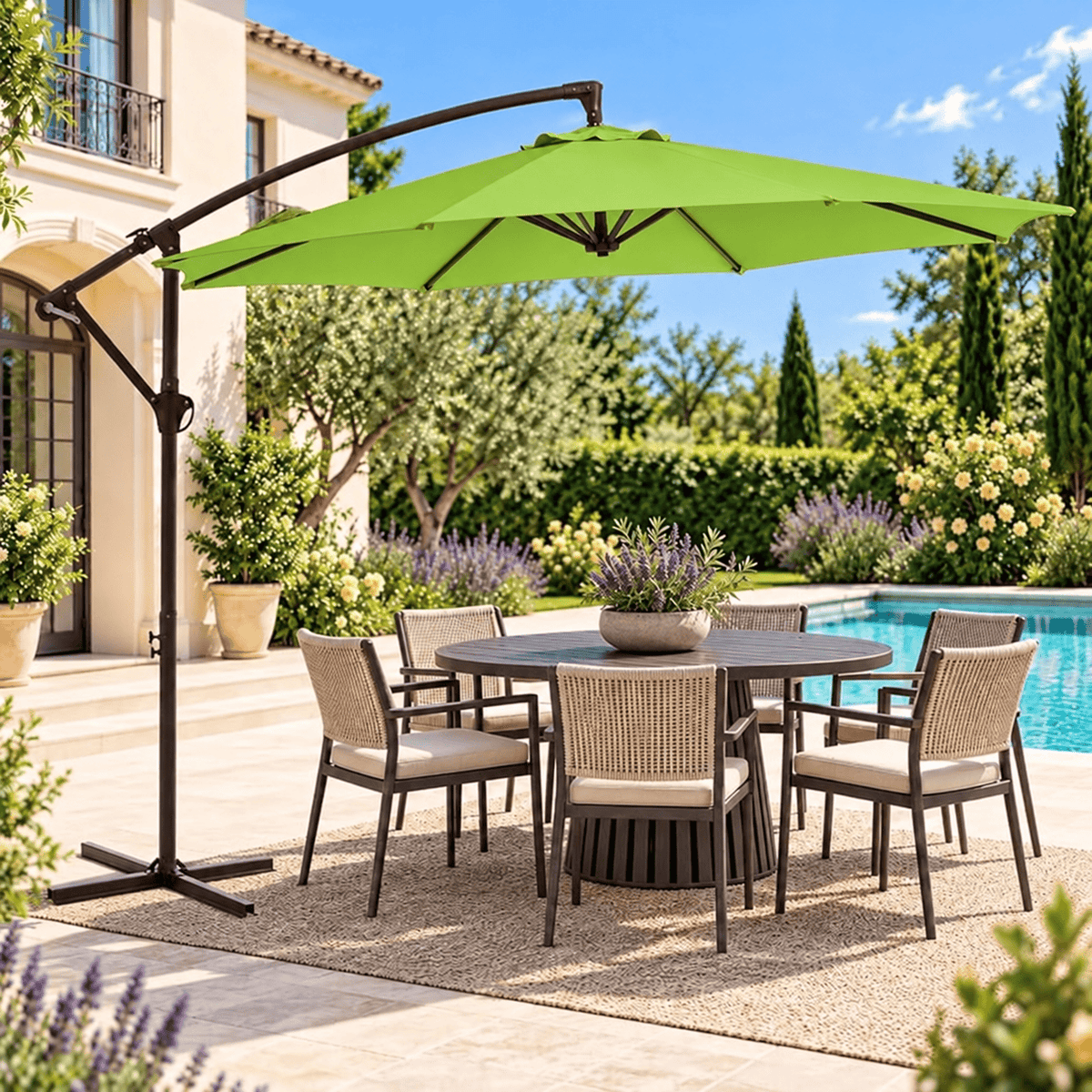 10 FT Cantilever Patio Umbrella with Adjustable Height & Tilt