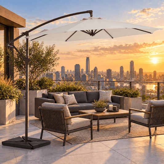 10 FT Cantilever Patio Umbrella with Fillable Weighted Base & Adjustable Tilt