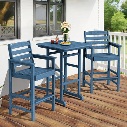 3-Piece Bar Height Patio Set with HDPE Adirondack Chairs & Table