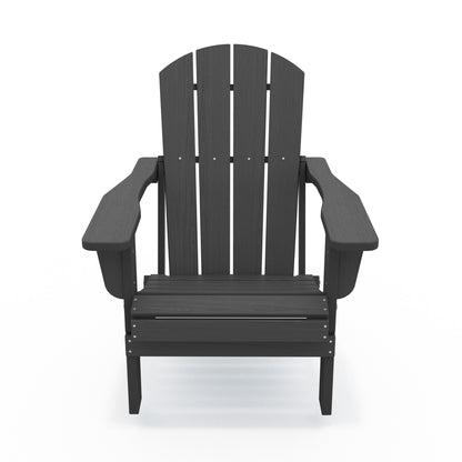 Oversized Folding Adirondack Chairs Set of 2 with Wide Armrests, Black