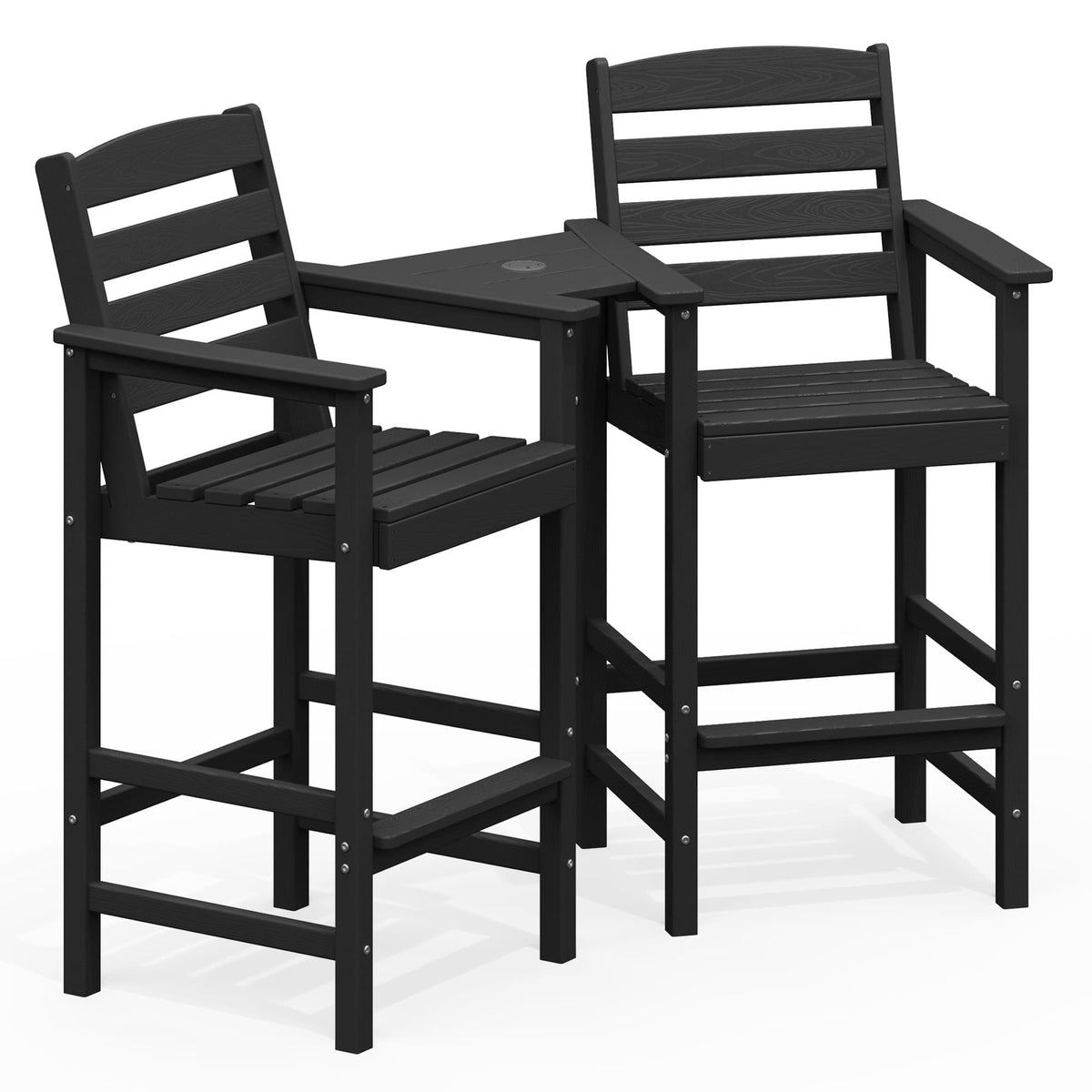 2-Piece Tall Adirondack Bar-Height Chair Set with Connecting Table