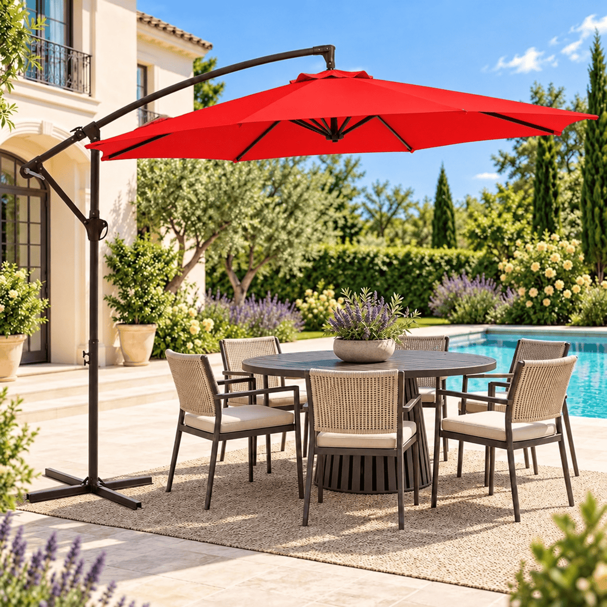 10 FT Cantilever Patio Umbrella with Adjustable Height & Tilt
