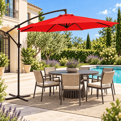 10 FT Cantilever Patio Umbrella with Adjustable Height & Tilt