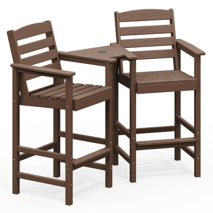 2-Piece Tall Adirondack Bar-Height Chair Set with Connecting Table