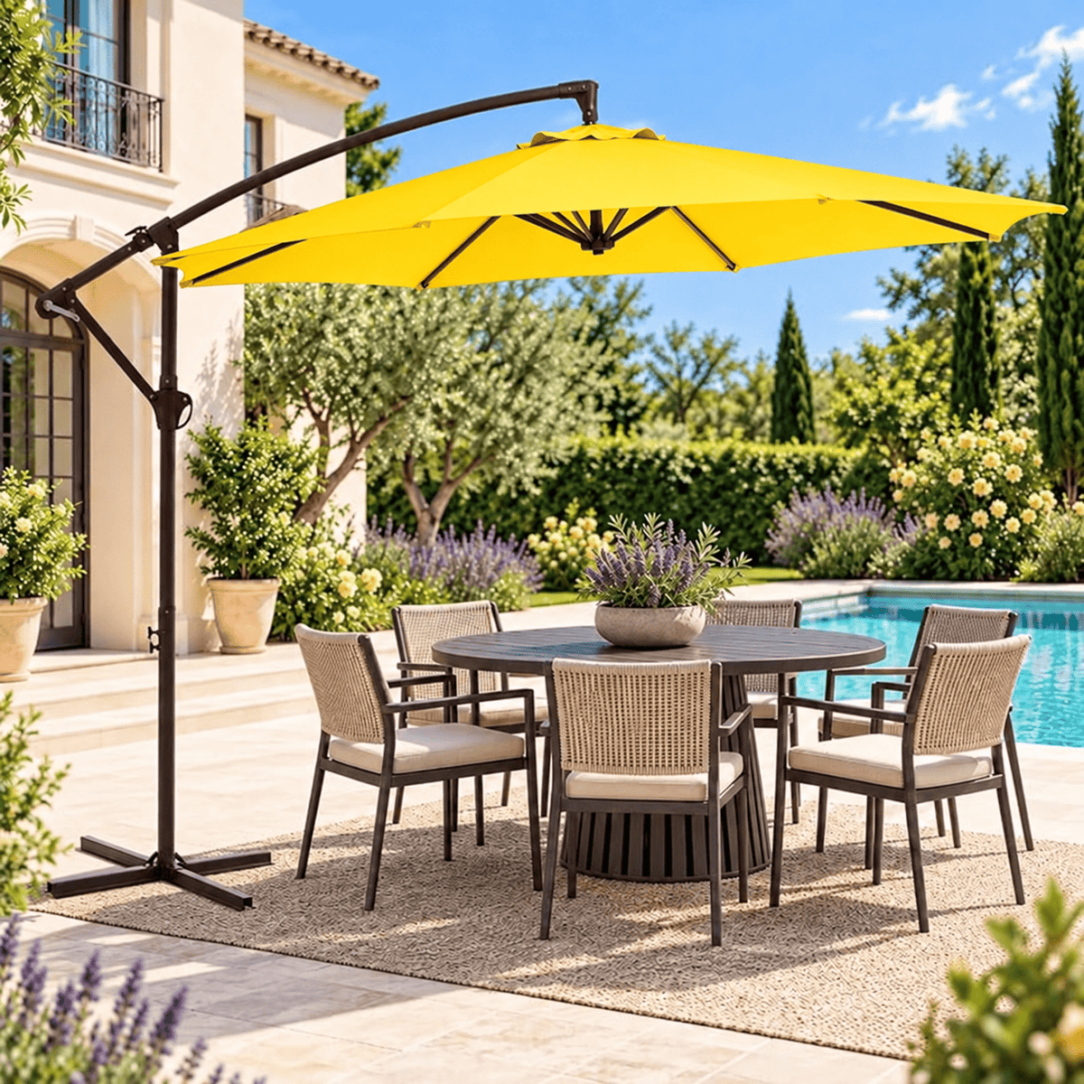 10 FT Cantilever Patio Umbrella with Adjustable Height & Tilt