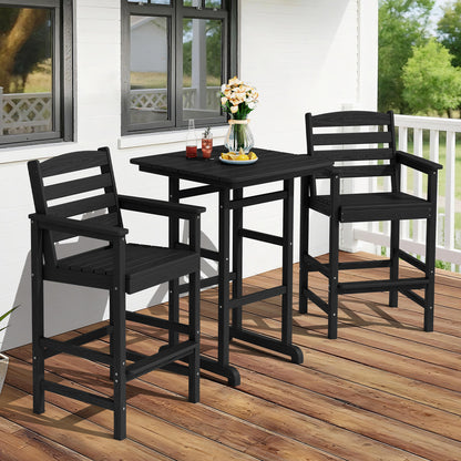3-Piece Bar Height Patio Set with HDPE Adirondack Chairs & Table
