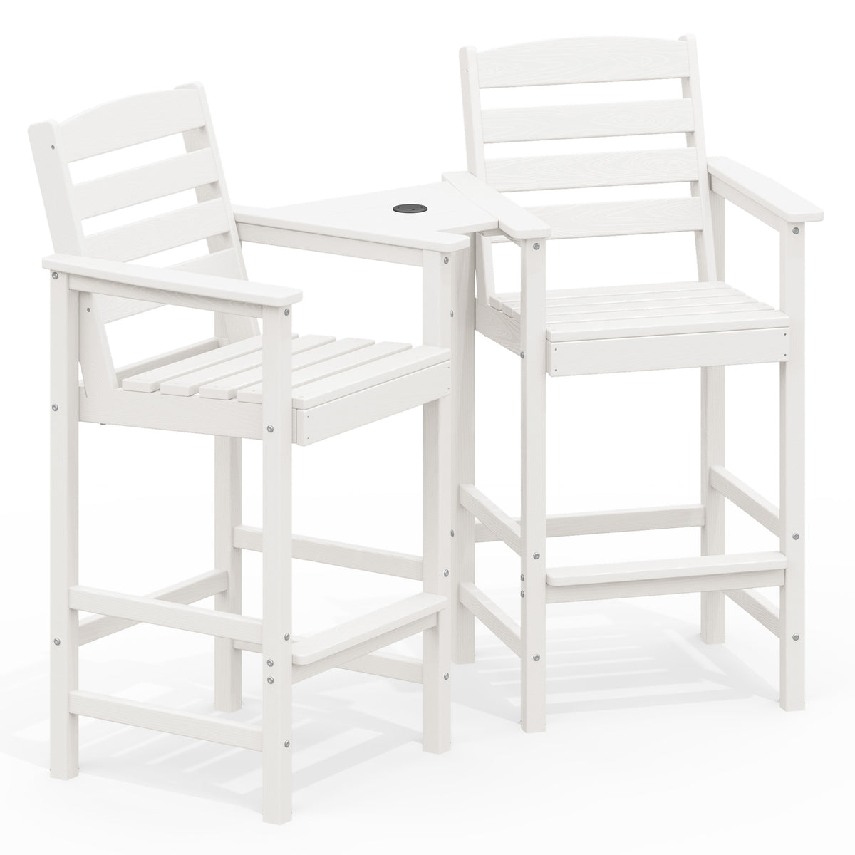 2-Piece Tall Adirondack Bar-Height Chair Set with Connecting Table
