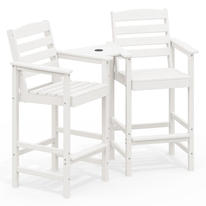 2-Piece Tall Adirondack Bar-Height Chair Set with Connecting Table