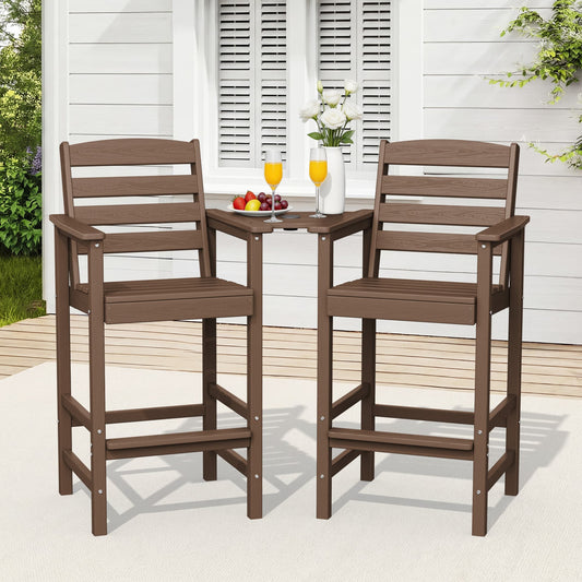 2-Piece Tall Adirondack Bar-Height Chair Set with Connecting Table