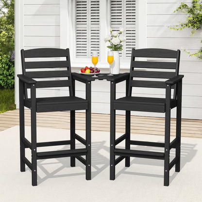 2-Piece Tall Adirondack Bar-Height Chair Set with Connecting Table