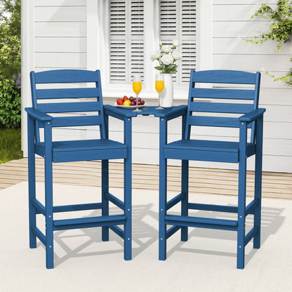 2-Piece Tall Adirondack Bar-Height Chair Set with Connecting Table