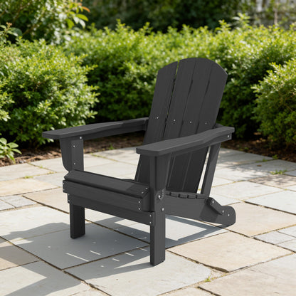 Oversized Folding Adirondack Chairs Set of 2 with Wide Armrests, Black