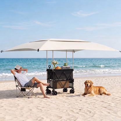 3-in-1 Collapsible Wagon with Canopy & Tabletop
