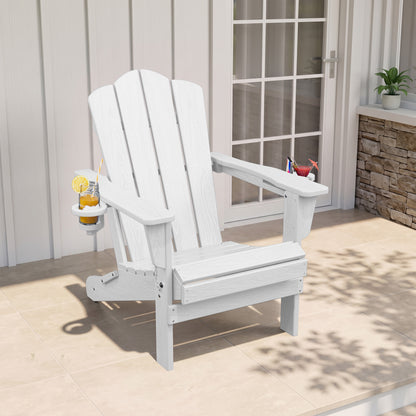 Folding Adirondack Chair with Cloud-Shaped Back & Cup Holders