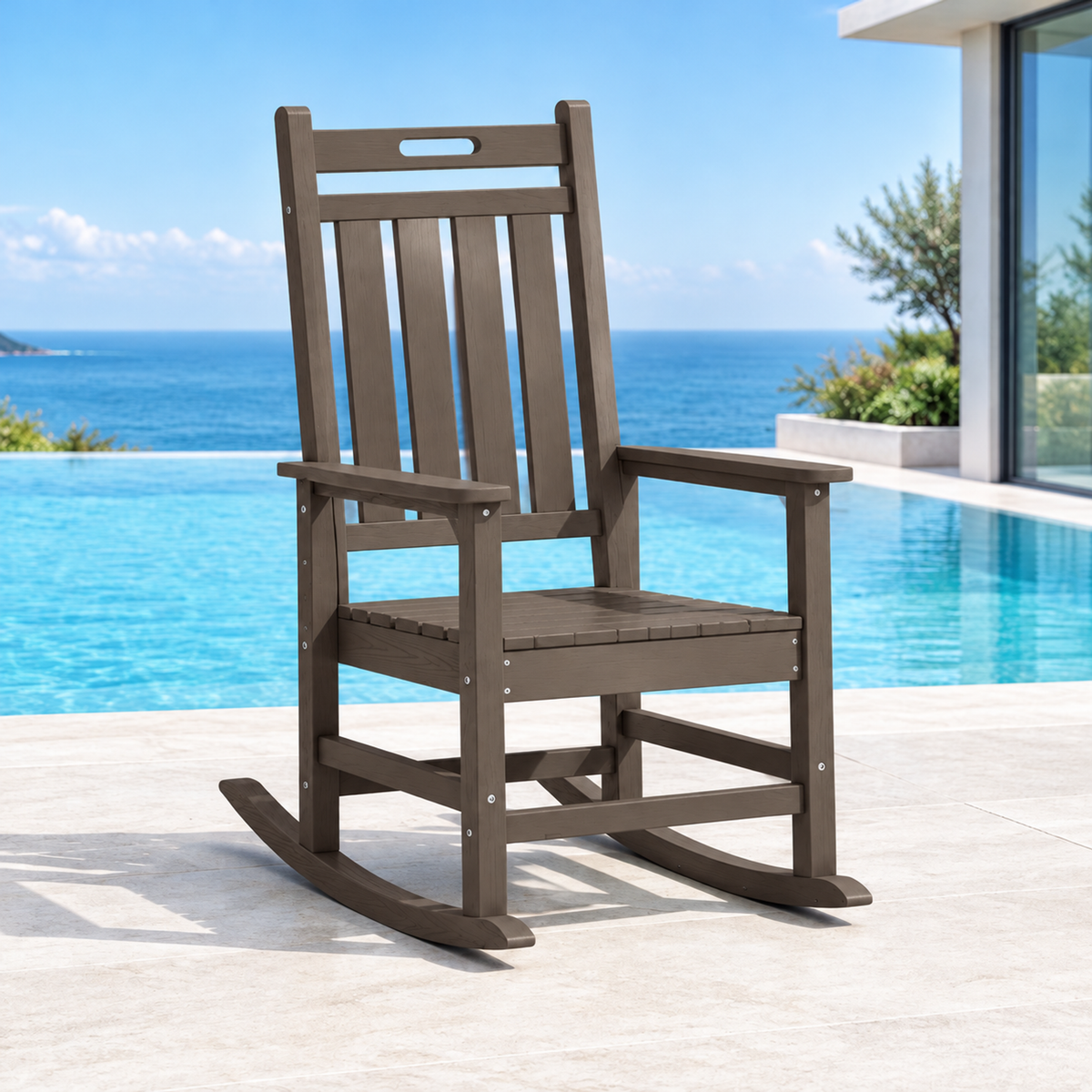 Oversized HDPE Outdoor Rocking Chair with High Back