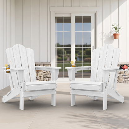 HDPE Folding Adirondack Chairs Set of 2 with Cup Holders