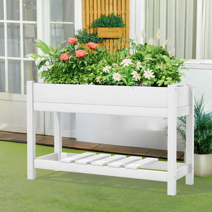 45-Inch HDPE Elevated Raised Garden Bed with Storage Shelf