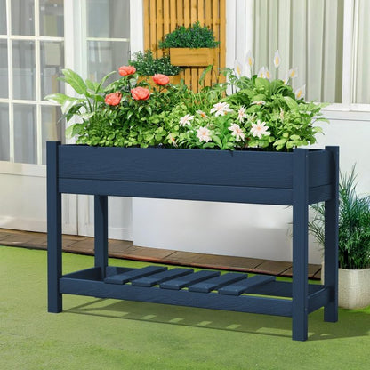 45-Inch HDPE Elevated Raised Garden Bed with Storage Shelf