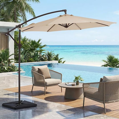10 FT Cantilever Patio Umbrella with Weighted Base & Adjustable Tilt