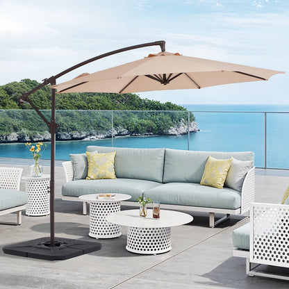 10 FT Cantilever Patio Umbrella with Weighted Base & Adjustable Tilt