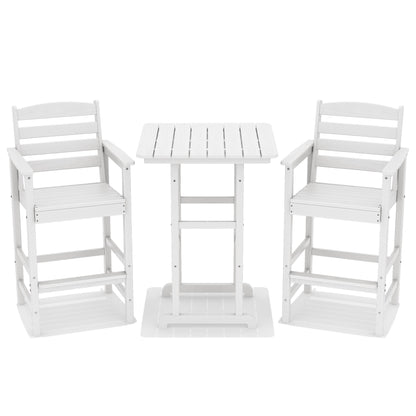 3-Piece Bar Height Patio Set with HDPE Adirondack Chairs & Table