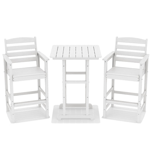 3-Piece Bar Height Patio Set with HDPE Adirondack Chairs & Table