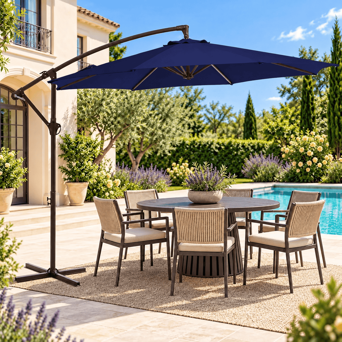 10 FT Cantilever Patio Umbrella with Adjustable Height & Tilt