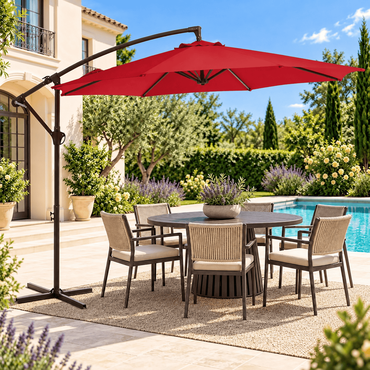 10 FT Cantilever Patio Umbrella with Adjustable Height & Tilt