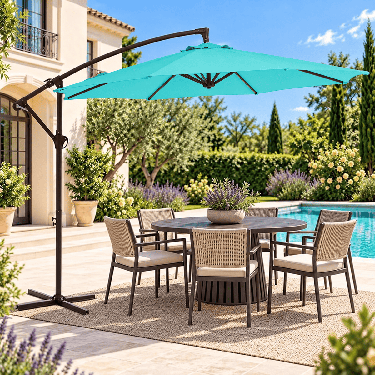 10 FT Cantilever Patio Umbrella with Adjustable Height & Tilt