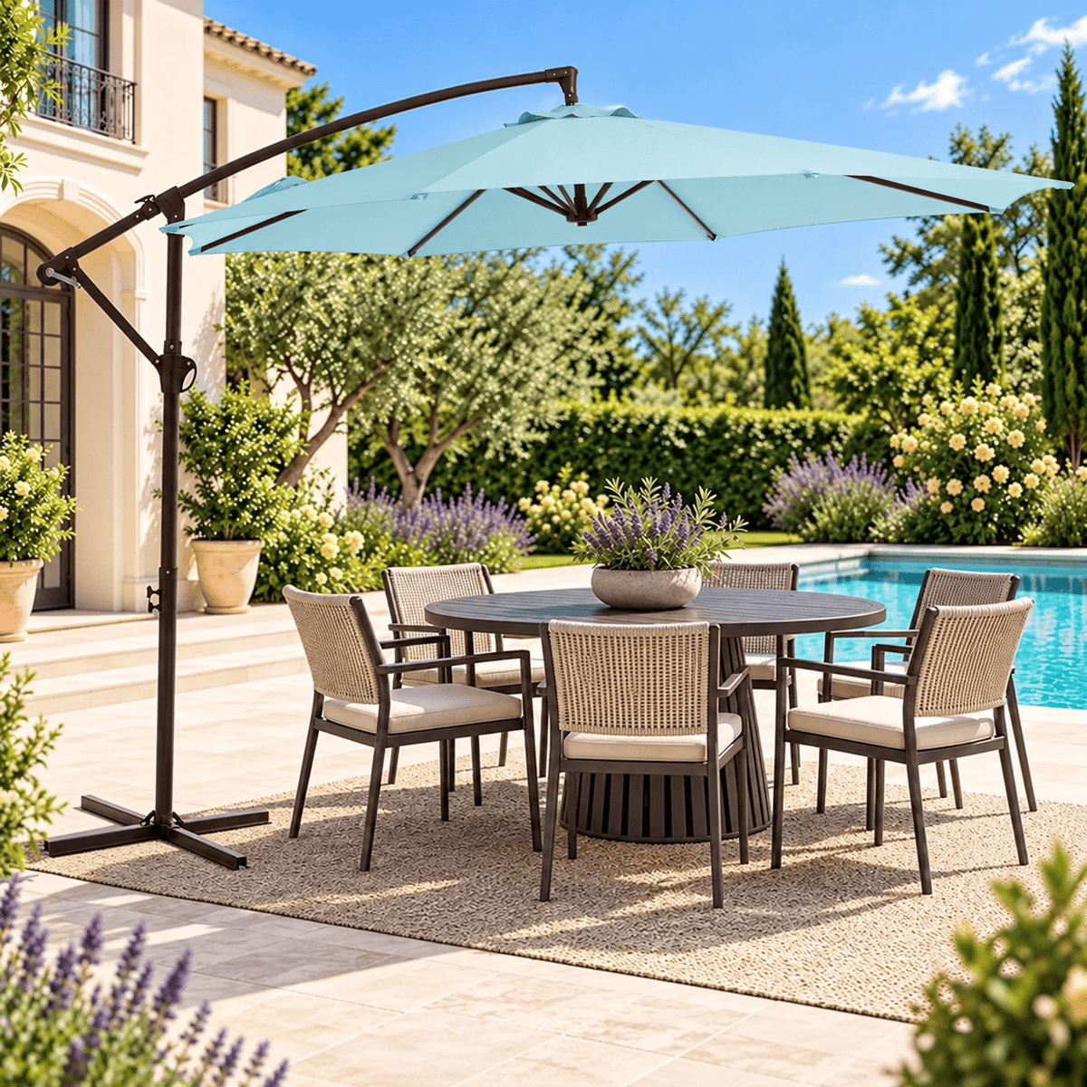 10 FT Cantilever Patio Umbrella with Adjustable Height & Tilt