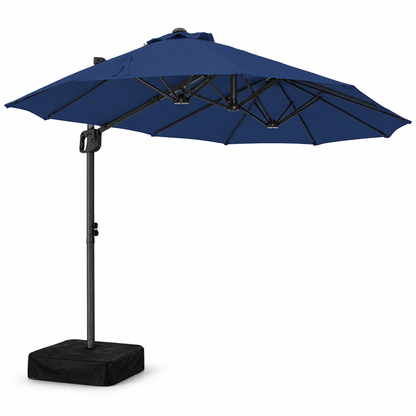 9' x 15' Double-Sided Cantilever Patio Umbrella with Base